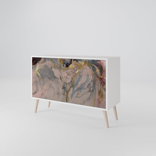 GILDED SWIRLS 2-Door Sideboard in White Finish