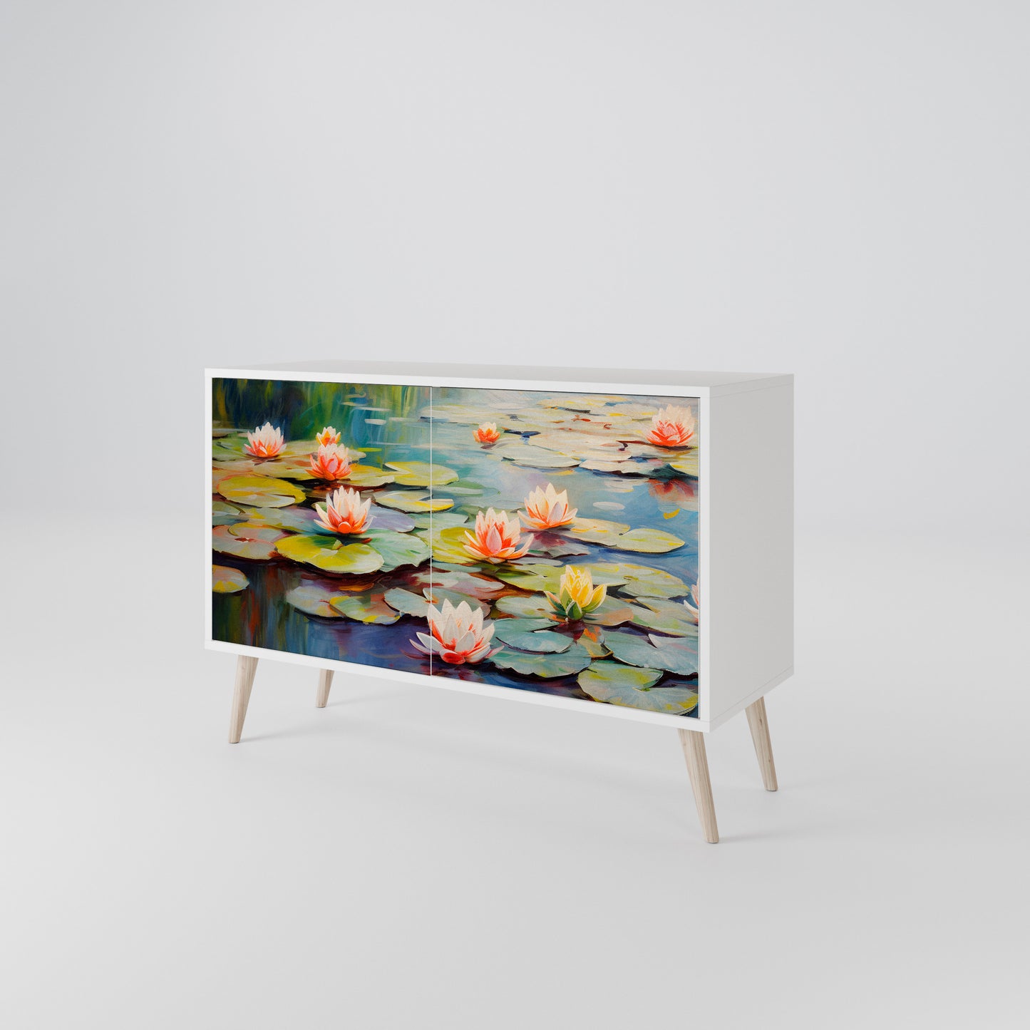 BLOOMING WATERS Madia a 2 Ante in Finitura Bianca