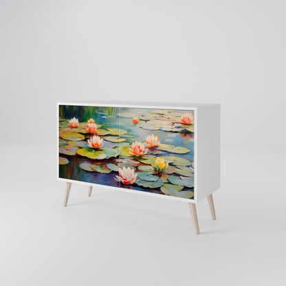 BLOOMING WATERS Madia a 2 Ante in Finitura Bianca