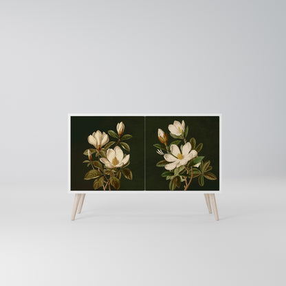 FLORAL NOIR Madia a 2 Ante in Finitura Bianca