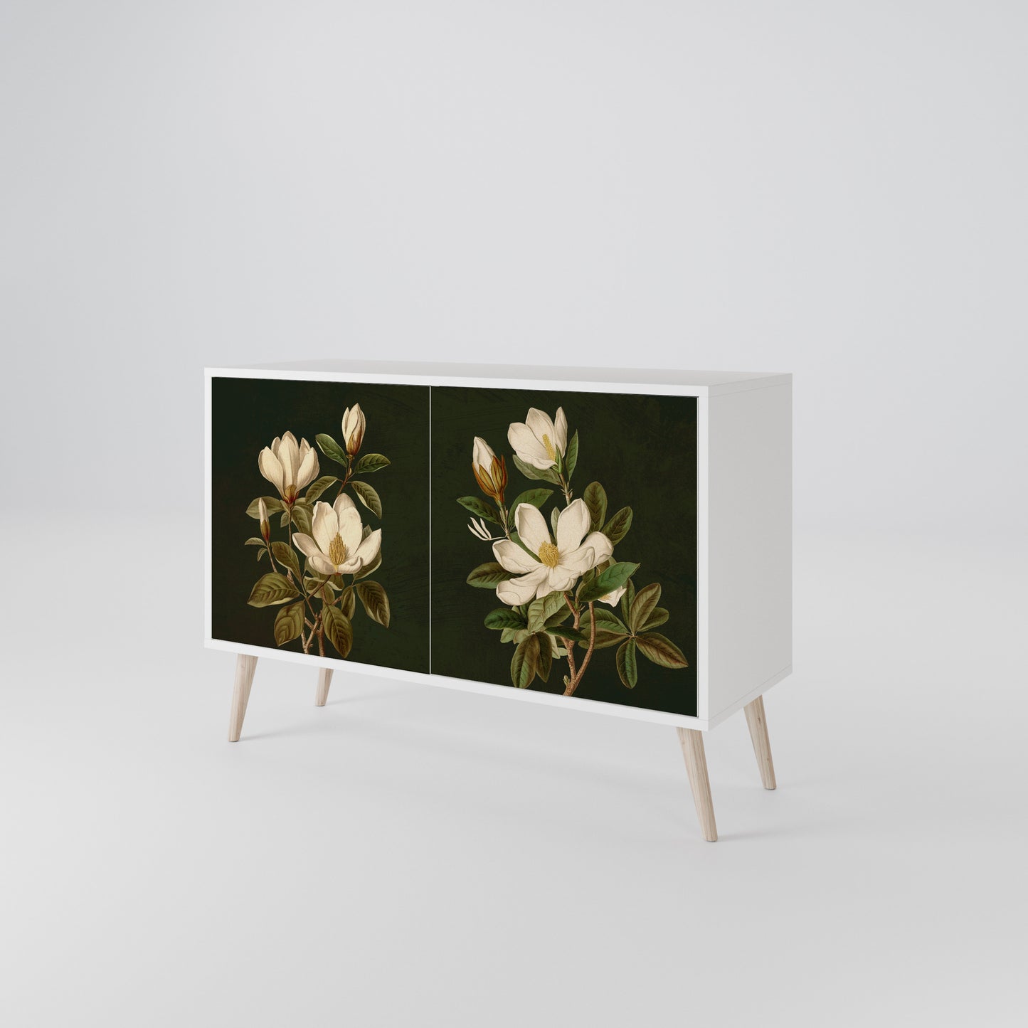 FLORAL NOIR Madia a 2 Ante in Finitura Bianca