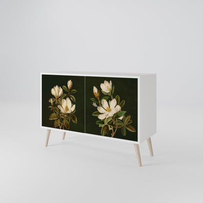 FLORAL NOIR Madia a 2 Ante in Finitura Bianca