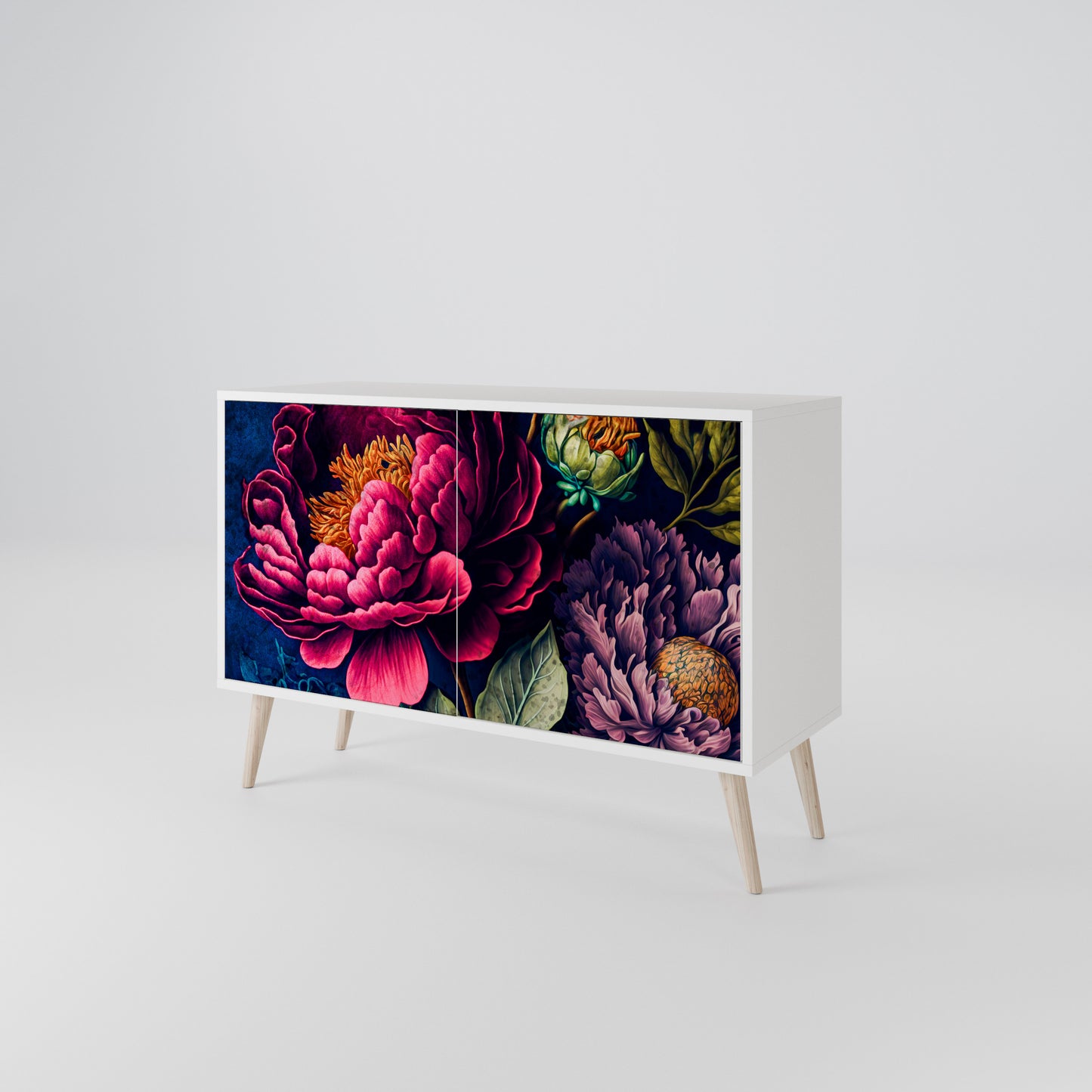 BLOOMING ELEGANCE Madia a 2 Ante in Finitura Bianca