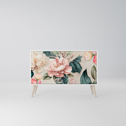 FLORAL GRACE Madia a 2 Ante in Finitura Bianca