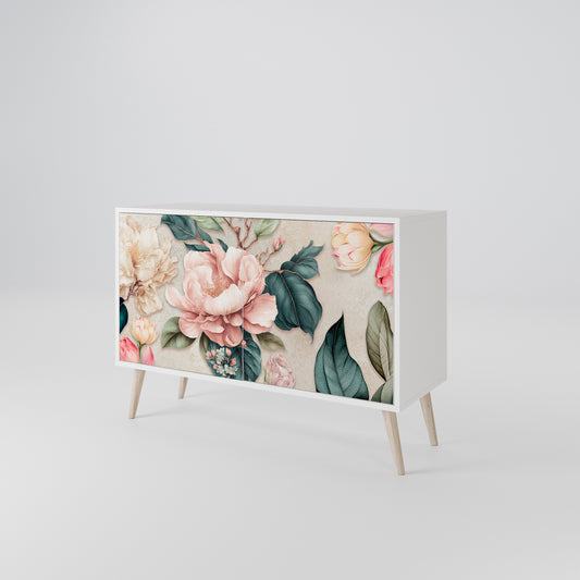 FLORAL GRACE Madia a 2 Ante in Finitura Bianca