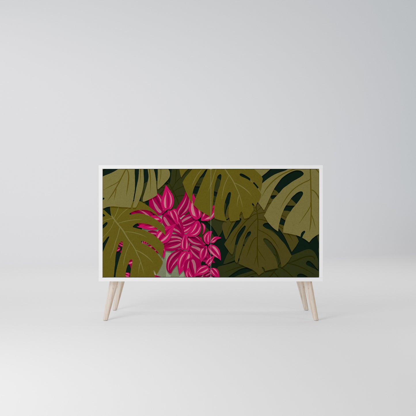 TROPICAL BEAUTY Madia a 2 Ante in Finitura Bianca