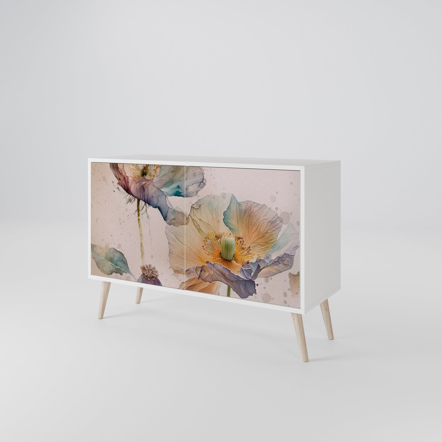 SOFTEN POPPY Madia a 2 Ante in Finitura Bianca