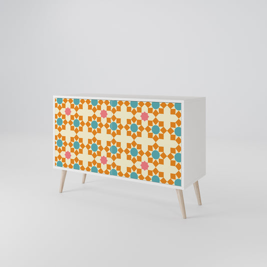 FLORAL DECOR Madia a 2 Ante in Finitura Bianca