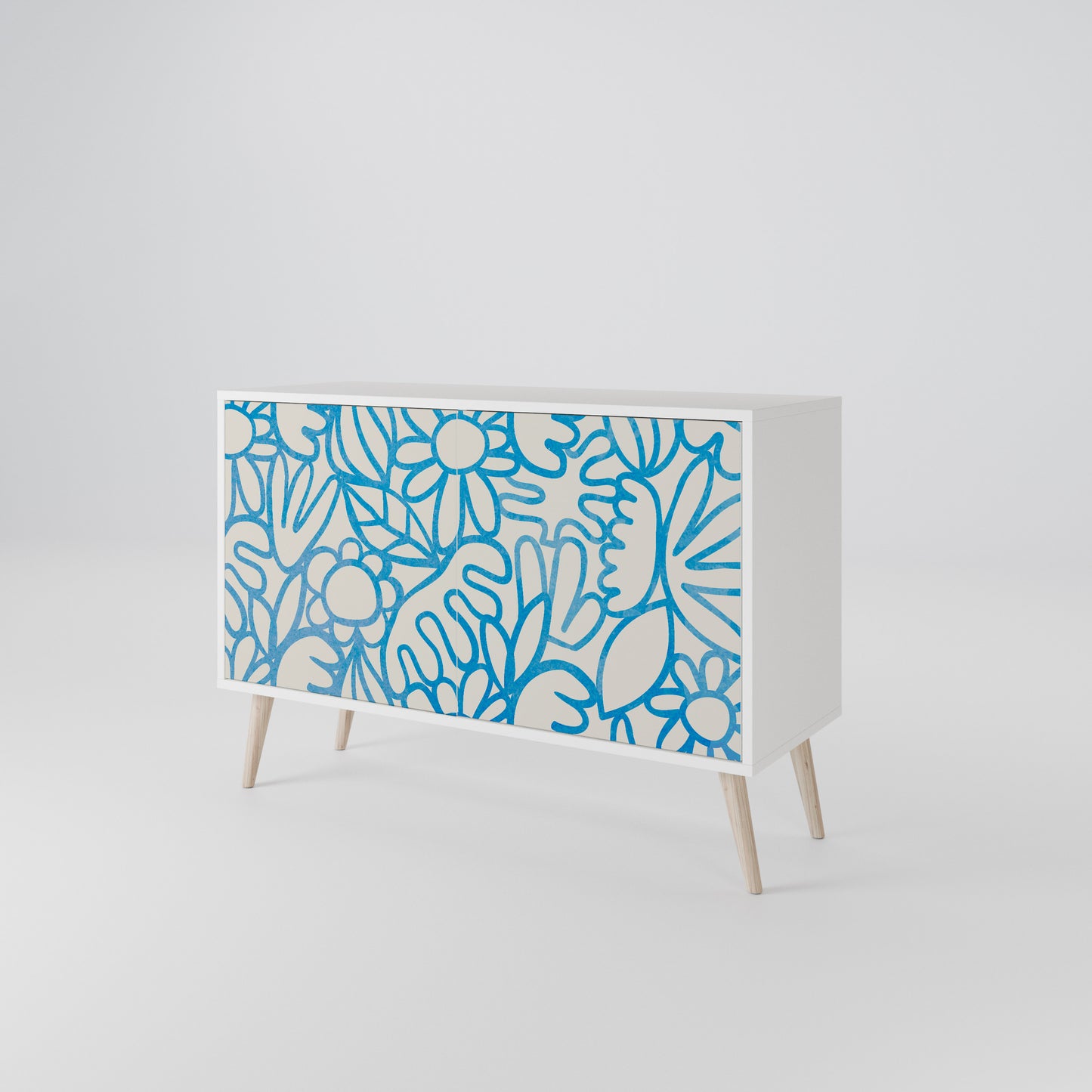 BLOOMY MORNING Madia a 2 Ante in Finitura Bianca