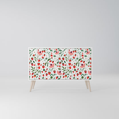 FLOWERS AND STRAWBERRIES Madia a 2 Ante in Finitura Bianca