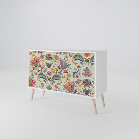 ORGANIC FOLKLORE Madia a 2 Ante in Finitura Bianca