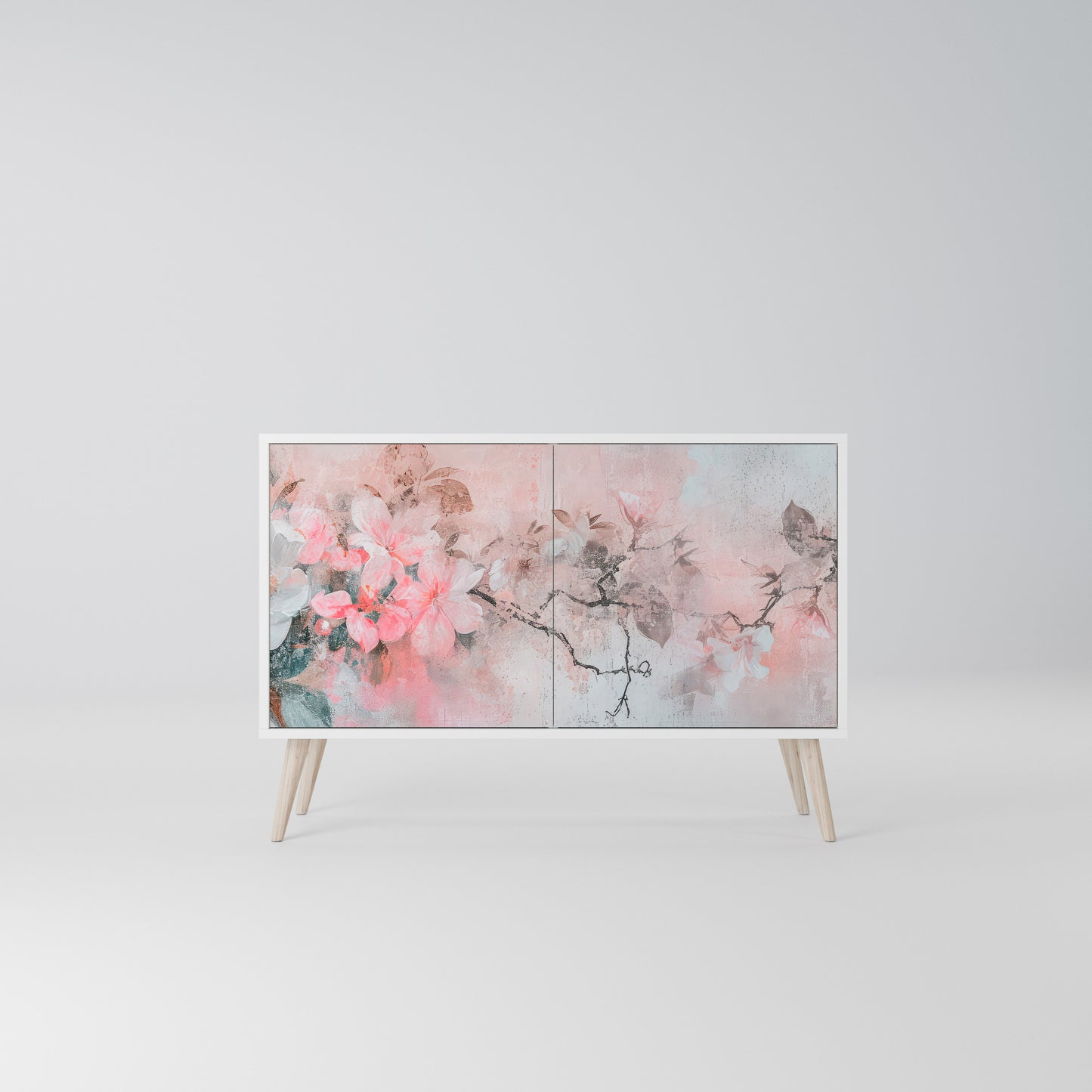 CHERRY BLOSSOM Madia a 2 Ante in Finitura Bianca