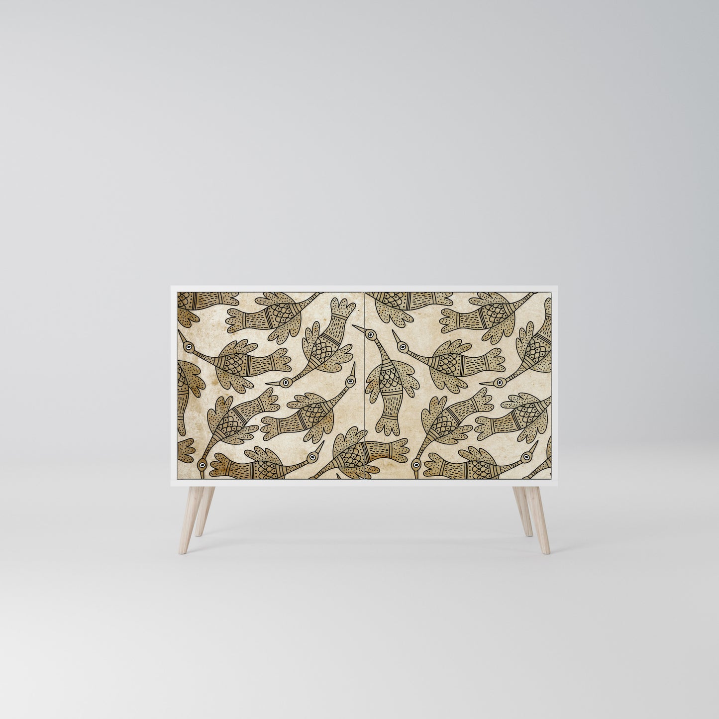 ALMONDINE SONGBIRD Madia a 2 Ante in Finitura Bianca