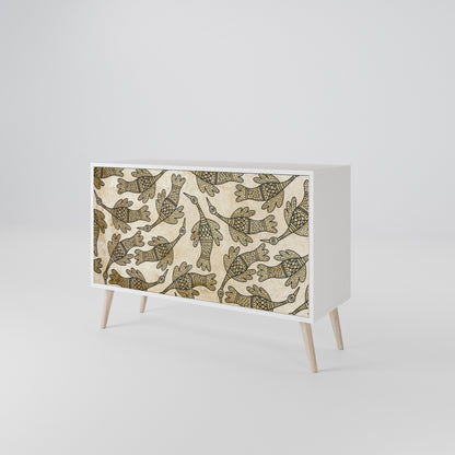 ALMONDINE SONGBIRD Madia a 2 Ante in Finitura Bianca