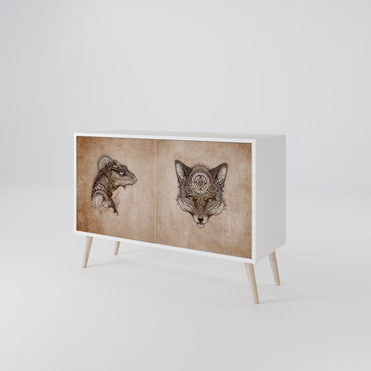 STEAMPUNK CLAN Madia a 2 Ante in Finitura Bianca