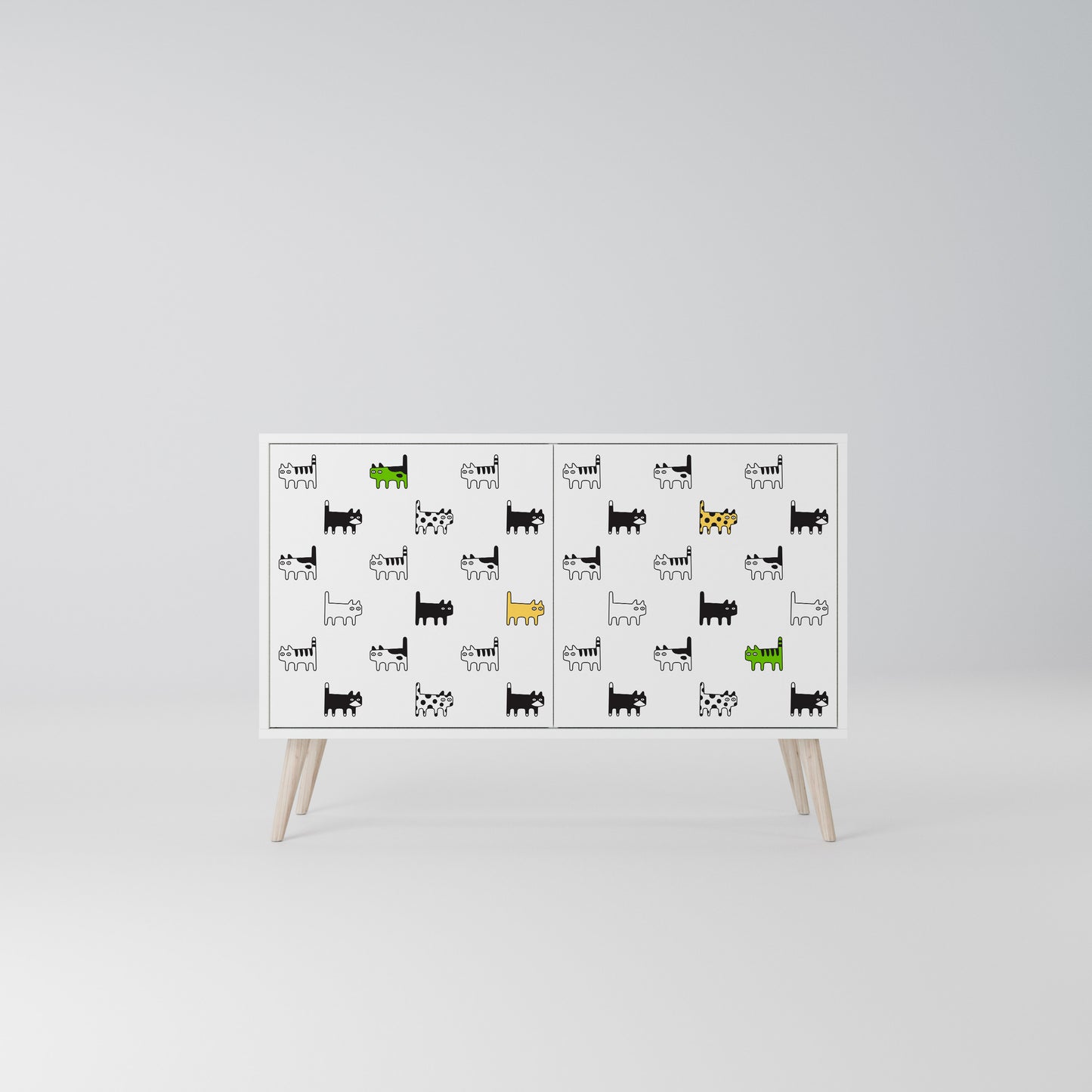 CATS COMPILATION Madia a 2 Ante in Finitura Bianca