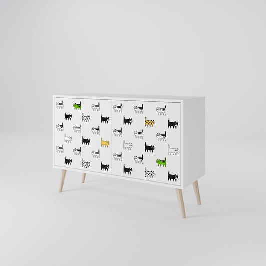 CATS COMPILATION Madia a 2 Ante in Finitura Bianca