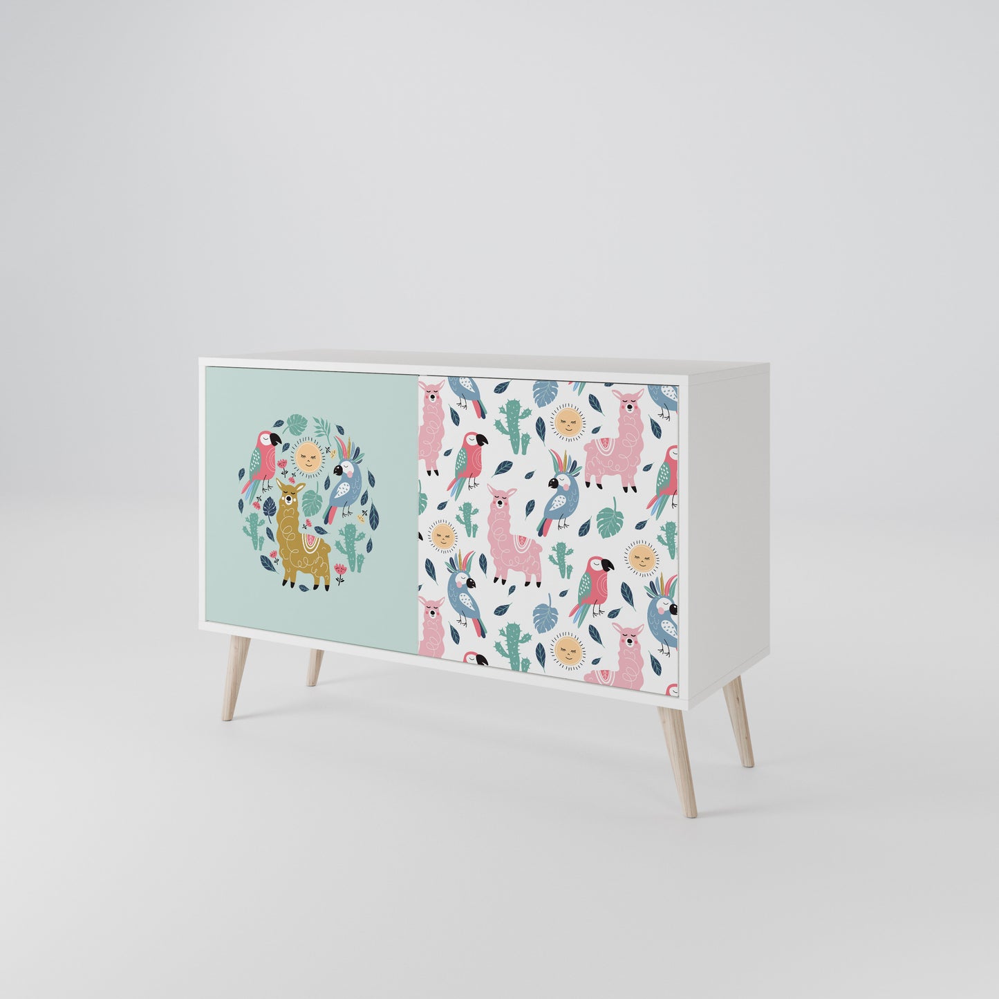 COLORFUL ALPACAS Madia a 2 Ante in Finitura Bianca