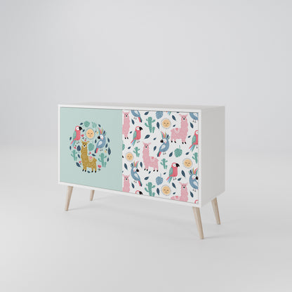 COLORFUL ALPACAS Madia a 2 Ante in Finitura Bianca