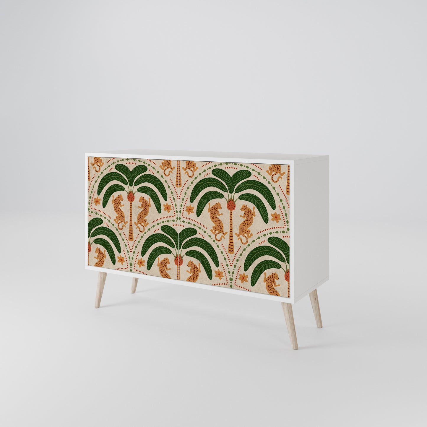 DANCING PREDATORS Madia a 2 Ante in Finitura Bianca