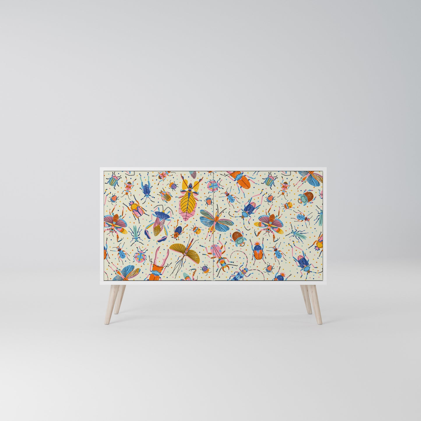 COLORFUL INSECTS Madia a 2 Ante in Finitura Bianca