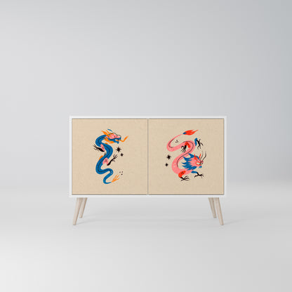 MYTHOLOGICAL CREATURES Madia a 2 Ante in Finitura Bianca