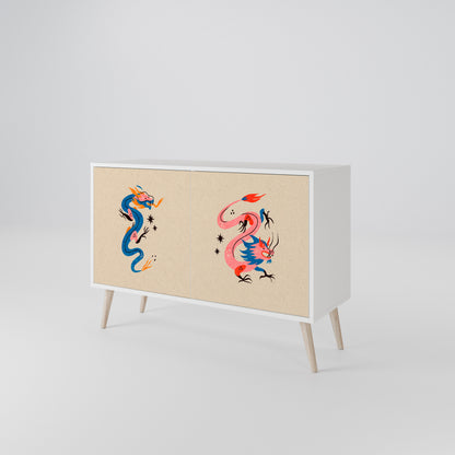 MYTHOLOGICAL CREATURES Madia a 2 Ante in Finitura Bianca