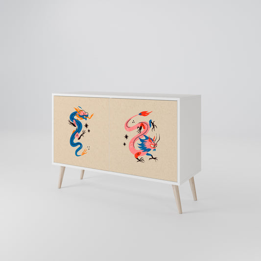 MYTHOLOGICAL CREATURES Madia a 2 Ante in Finitura Bianca