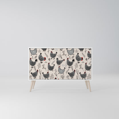 HAPPY HENS Madia a 2 Ante in Finitura Bianca