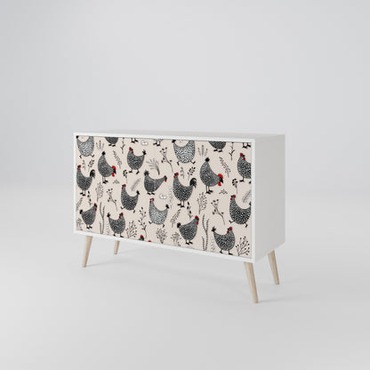 HAPPY HENS Madia a 2 Ante in Finitura Bianca