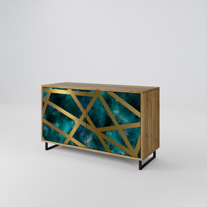 Credenza a 2 ante THE LABYRINTH OF GOLD in effetto rovere