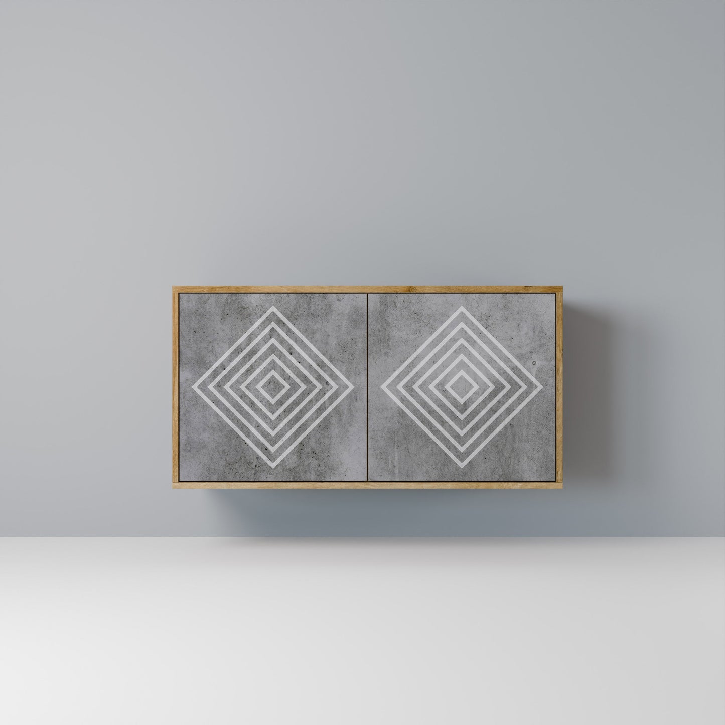 Credenza a 2 ante POLYGONAL ARTISTRY in effetto rovere