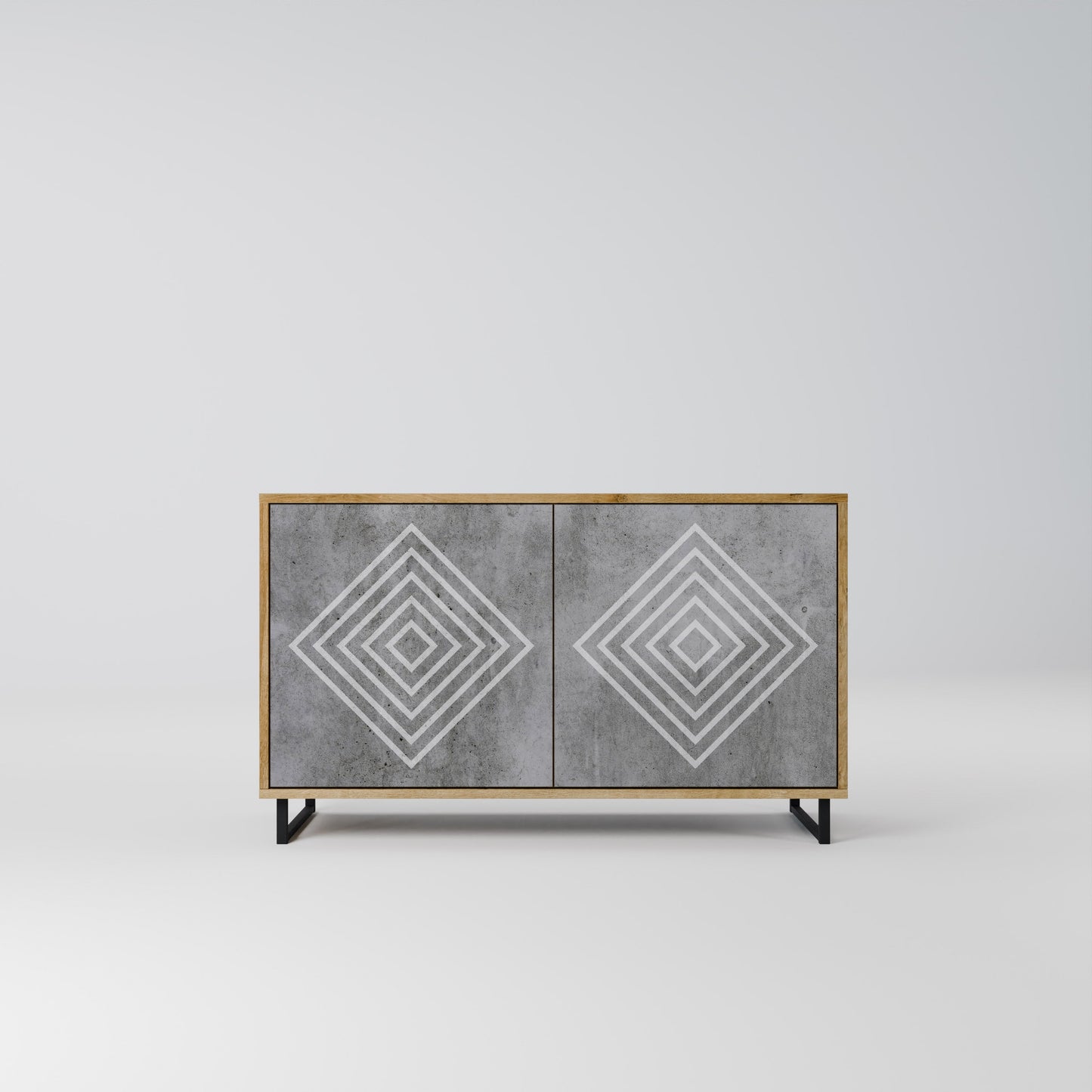 Credenza a 2 ante POLYGONAL ARTISTRY in effetto rovere