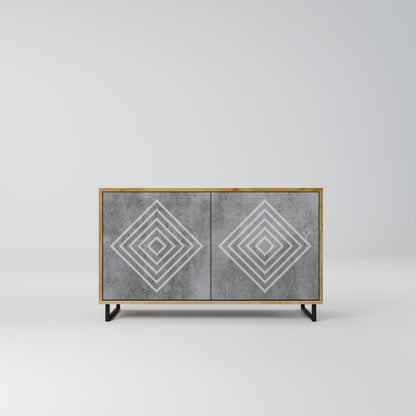 Credenza a 2 ante POLYGONAL ARTISTRY in effetto rovere