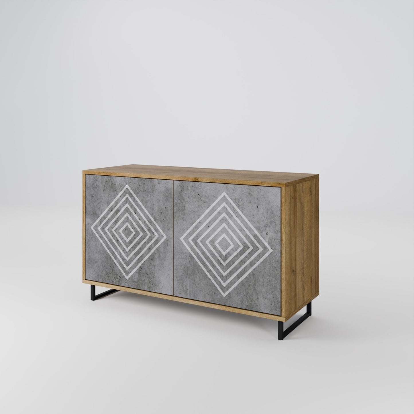 Credenza a 2 ante POLYGONAL ARTISTRY in effetto rovere
