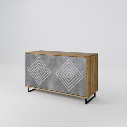 Credenza a 2 ante POLYGONAL ARTISTRY in effetto rovere