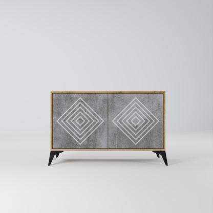 Credenza a 2 ante POLYGONAL ARTISTRY in effetto rovere