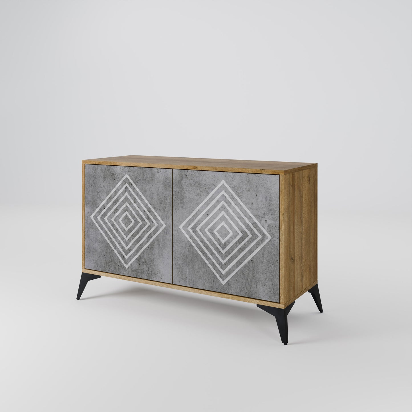 Credenza a 2 ante POLYGONAL ARTISTRY in effetto rovere