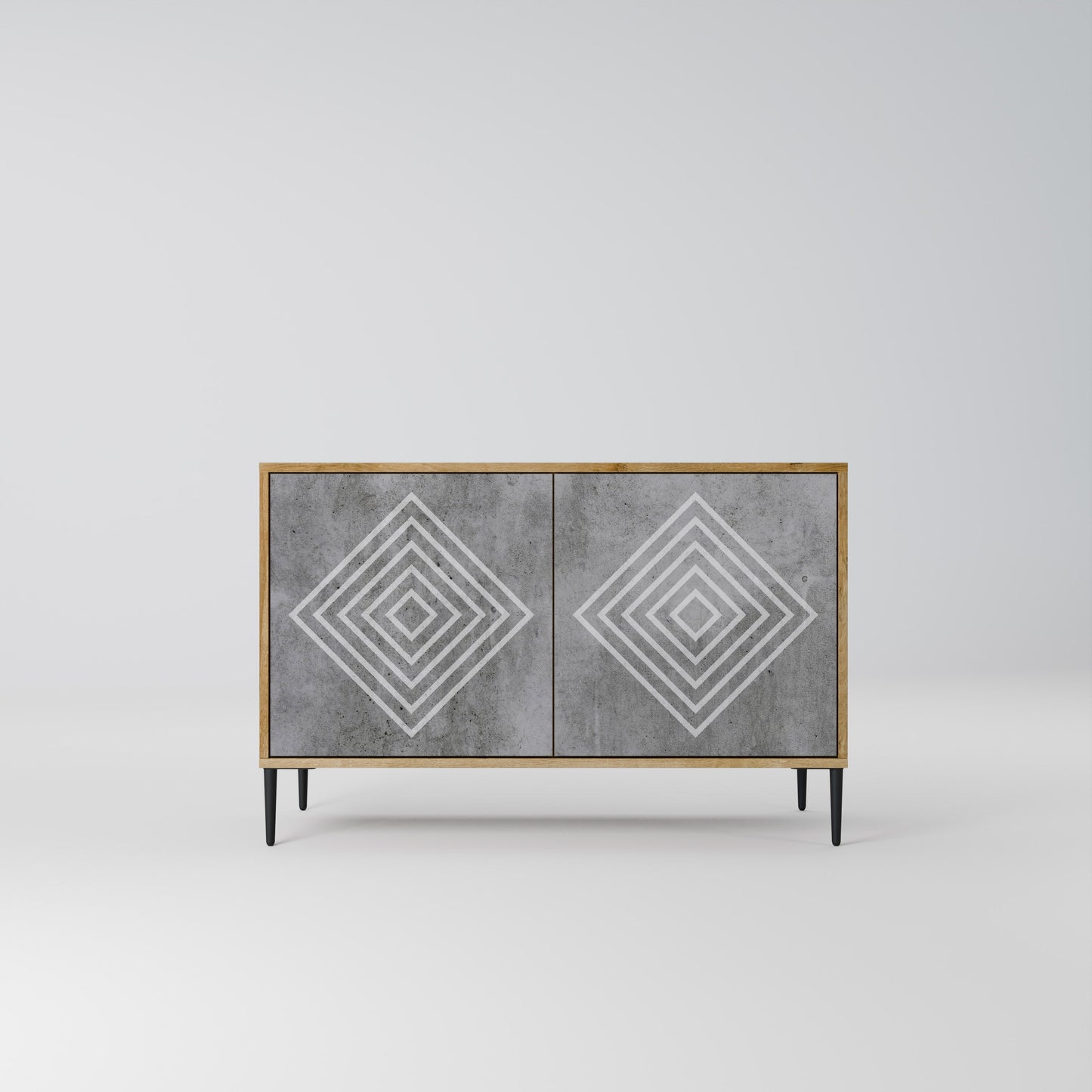 Credenza a 2 ante POLYGONAL ARTISTRY in effetto rovere