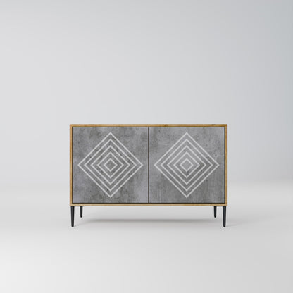 Credenza a 2 ante POLYGONAL ARTISTRY in effetto rovere