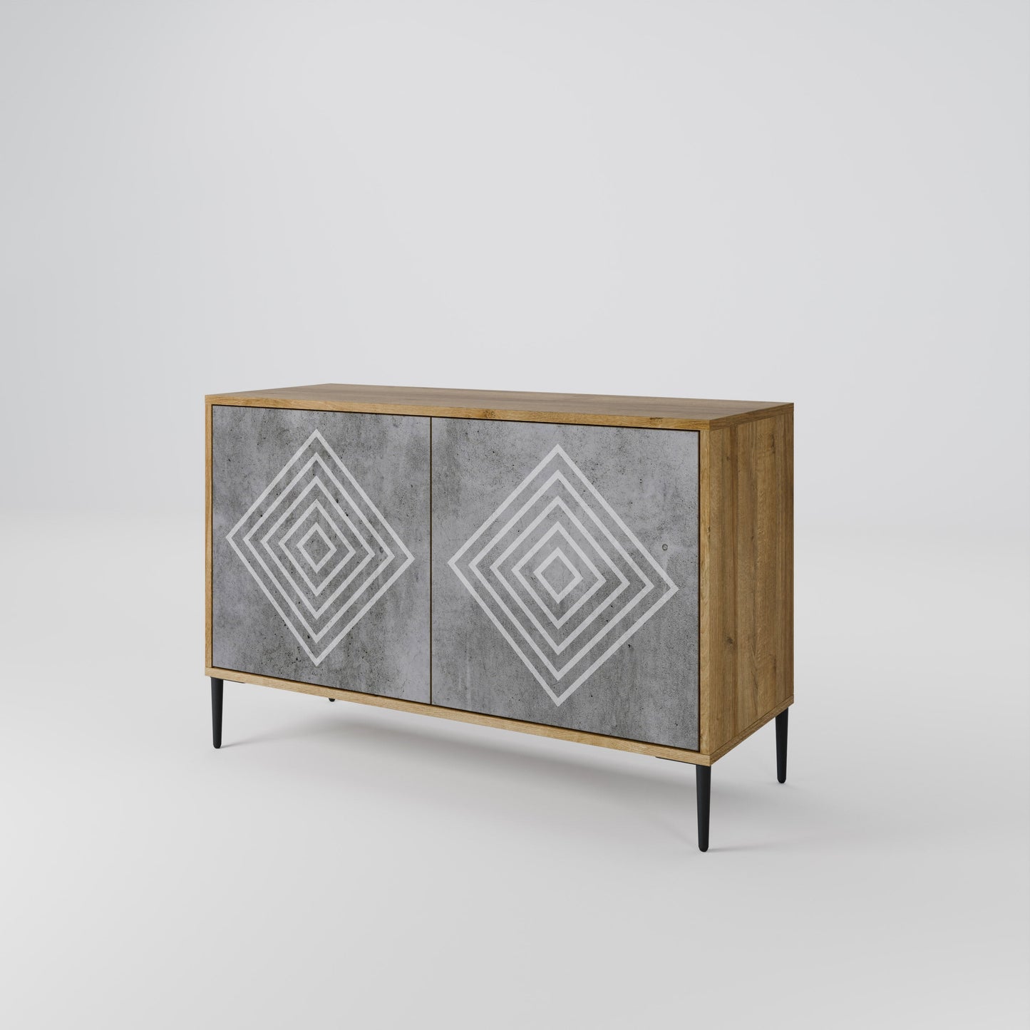 Credenza a 2 ante POLYGONAL ARTISTRY in effetto rovere