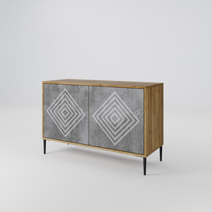Credenza a 2 ante POLYGONAL ARTISTRY in effetto rovere