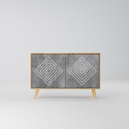 Credenza a 2 ante POLYGONAL ARTISTRY in effetto rovere