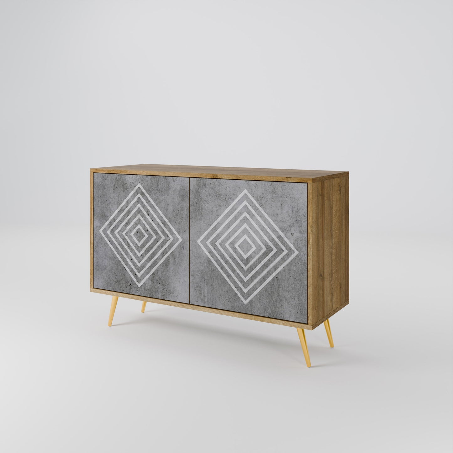 Credenza a 2 ante POLYGONAL ARTISTRY in effetto rovere