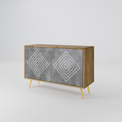 Credenza a 2 ante POLYGONAL ARTISTRY in effetto rovere