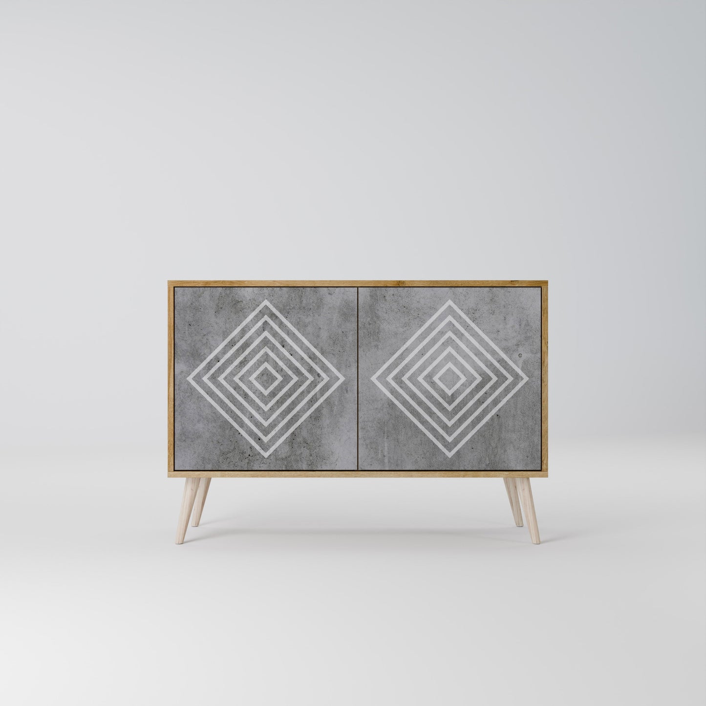 Credenza a 2 ante POLYGONAL ARTISTRY in effetto rovere