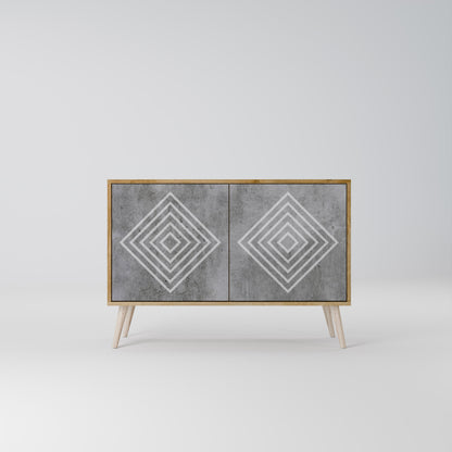 Credenza a 2 ante POLYGONAL ARTISTRY in effetto rovere