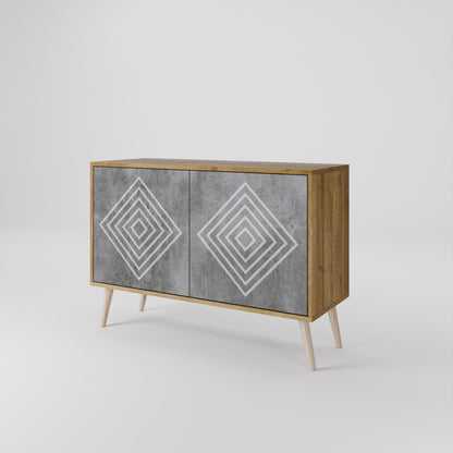 Credenza a 2 ante POLYGONAL ARTISTRY in effetto rovere