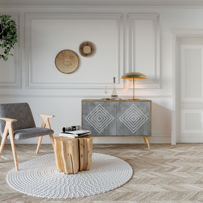 Credenza a 2 ante POLYGONAL ARTISTRY in effetto rovere