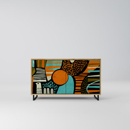 Credenza a 2 ante GEODE GLIMMER effetto rovere